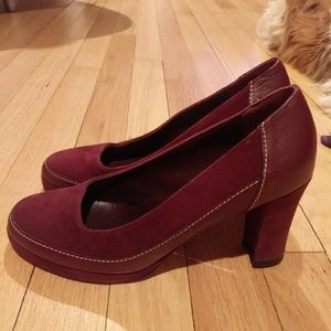 Elizabeth brady maroon suede leather mix heels 36